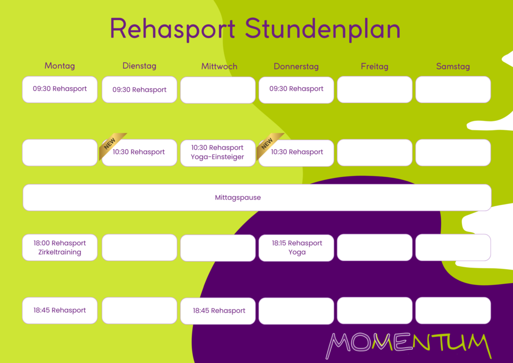 Rehasportstunden im Momentum